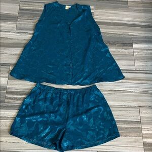 Vintage Victoria's Secret Blue Satin Pajama Set